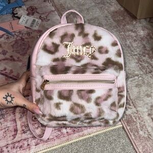 Juicy Couture Pink and Brown Faux Fur Backpack